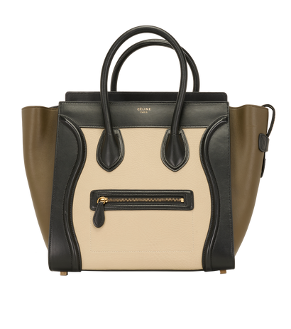 Mini Luggage, &pound;695, Handbags, Black/Khaki, Leather, Front view